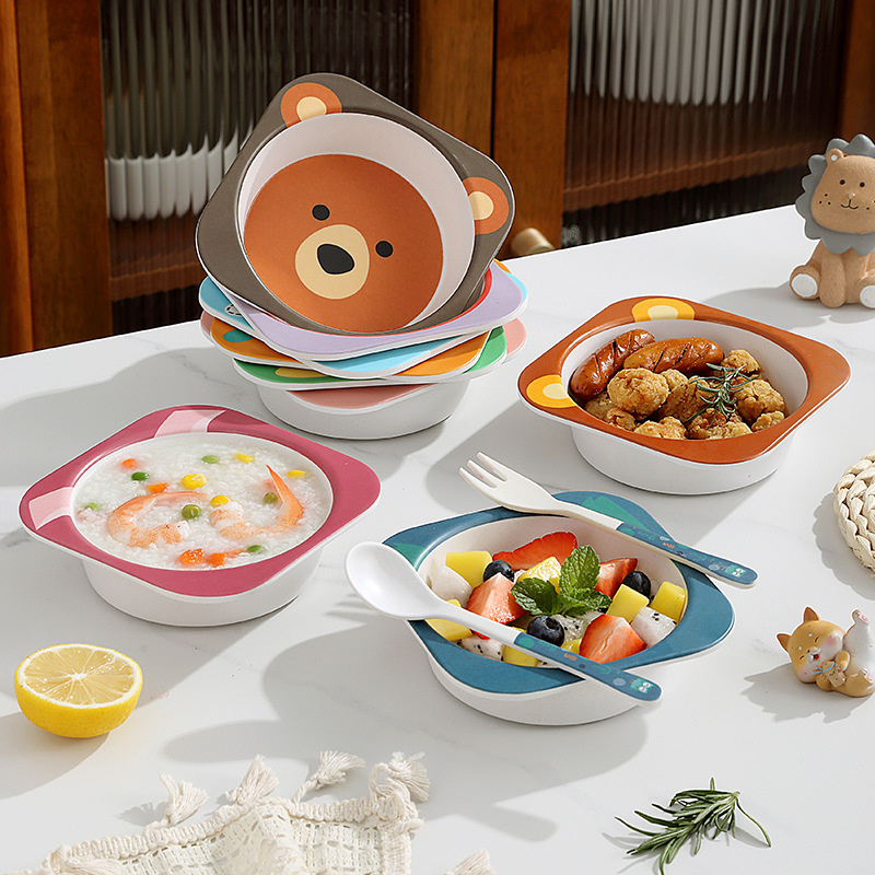 Baby Food With Fiber - Babyschalen met lepel BPA-vrij bamboevezel kinderserviesset