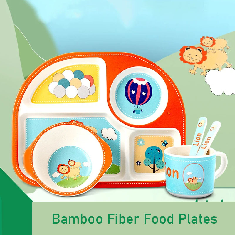 Baby Food With Fiber - Kinderschotel met scheidingswanden Bamboevezel Voedselborden voor