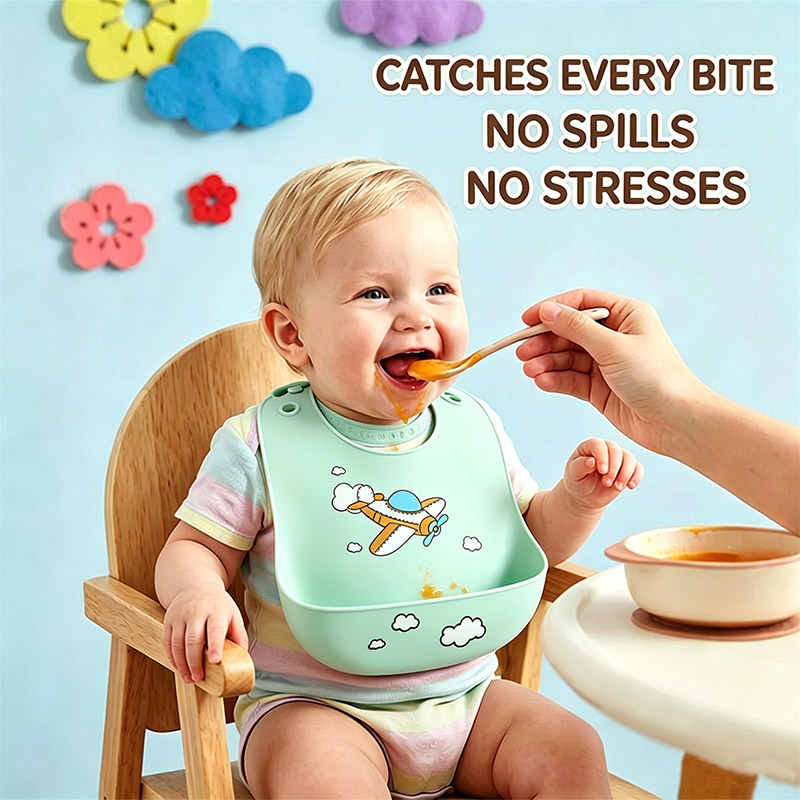 Feeding Baby Food - Siliconen babyvoedingsslab Waterdichte voedselopvangslab met verstelbare