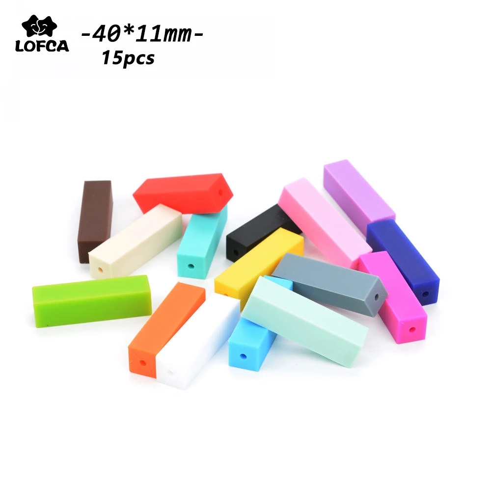 Baby Food Quality - Lofca 15Pcs Tandjes Silicone Kralen Cuboid