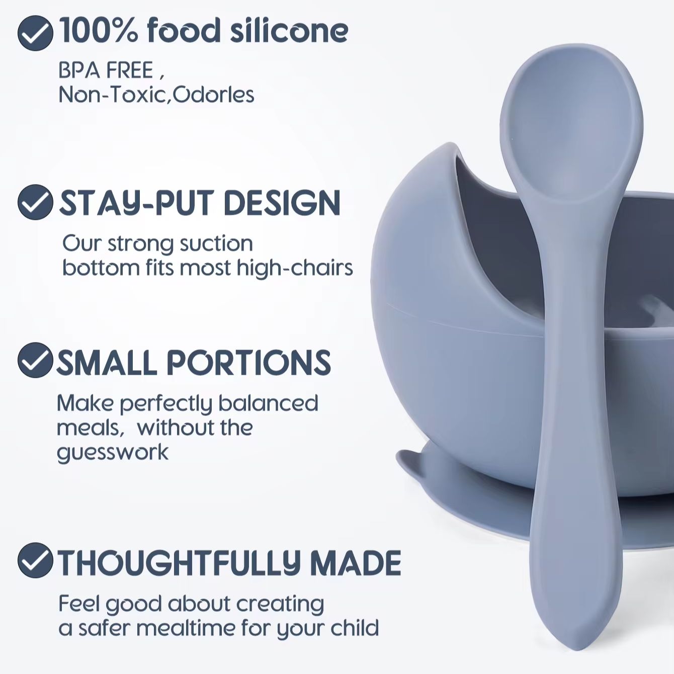 2PC Siliconen Sucker Bowl Voed - Baby Food Product recensie en prijs